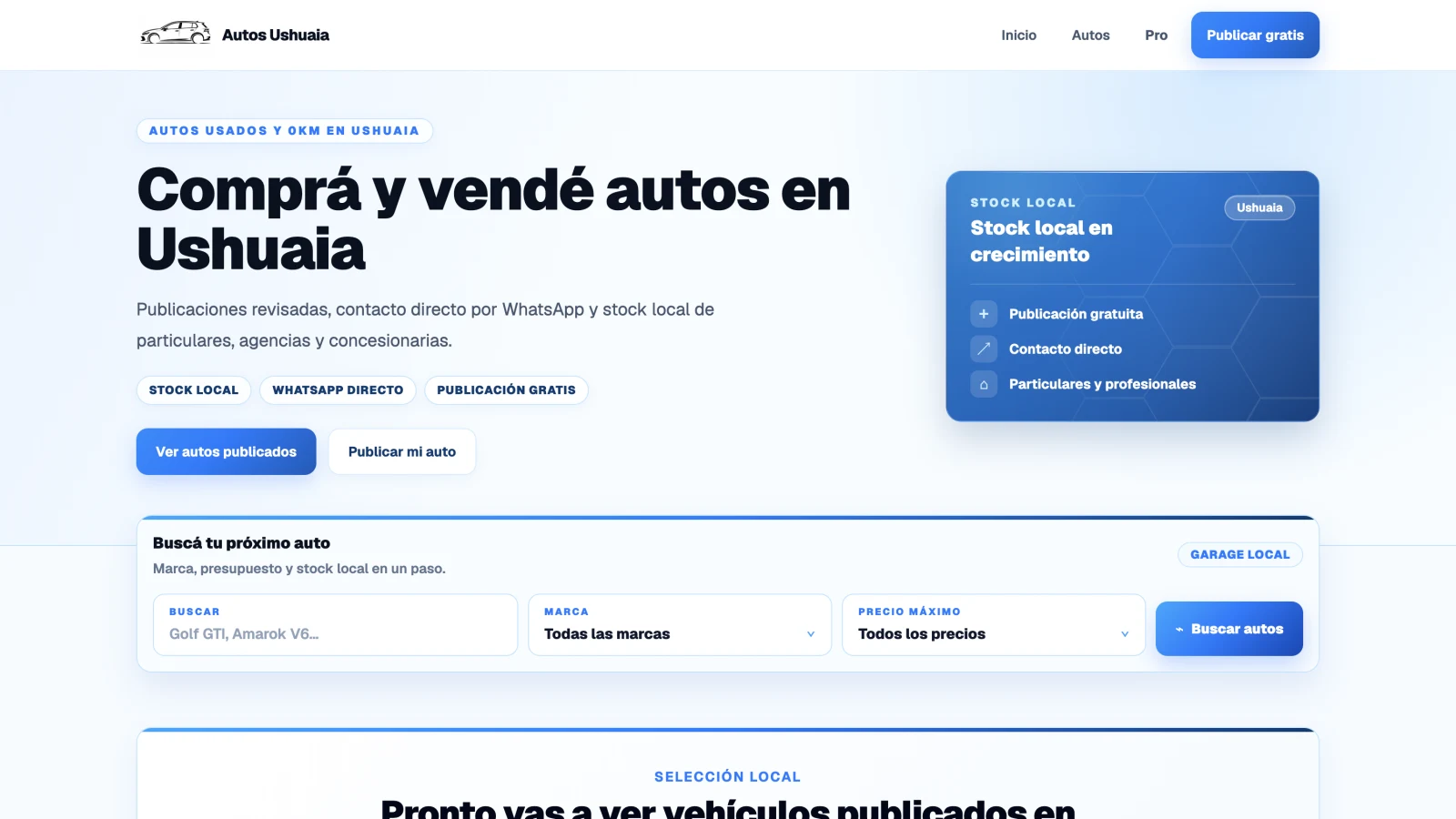 Marketplace de vehículos Autos Ushuaia