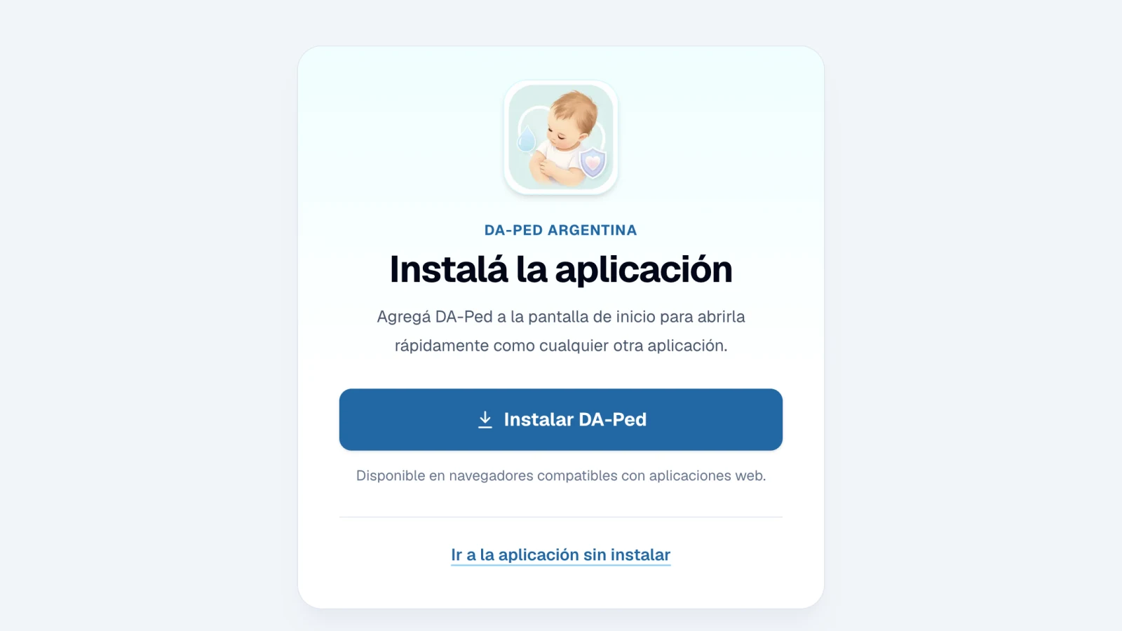 Pantalla de instalación de DA-Ped Argentina